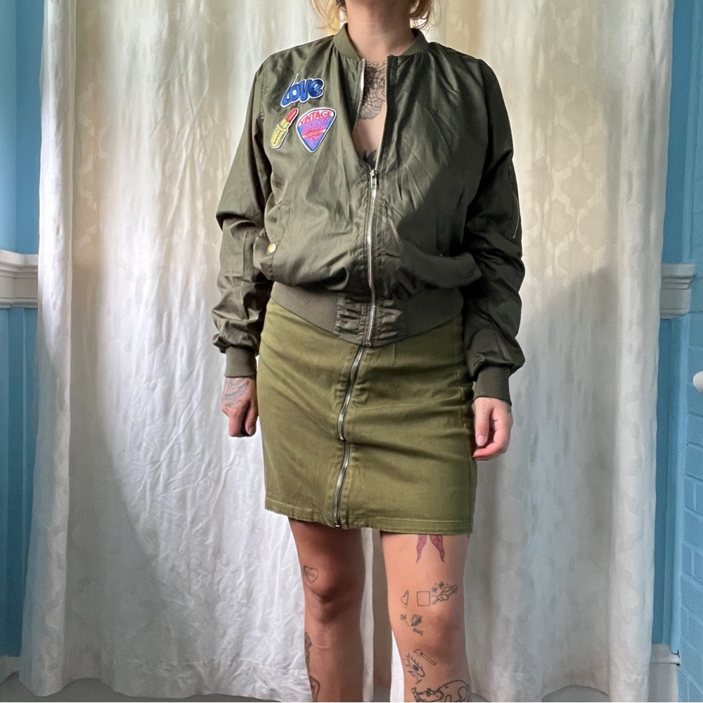helium london varsity jacket olive green size xl